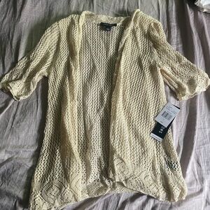 Perceptions Cream Open Knit Cardigan